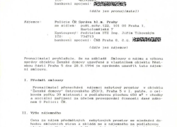 Smlouva o pronájmu prorstor s PČR